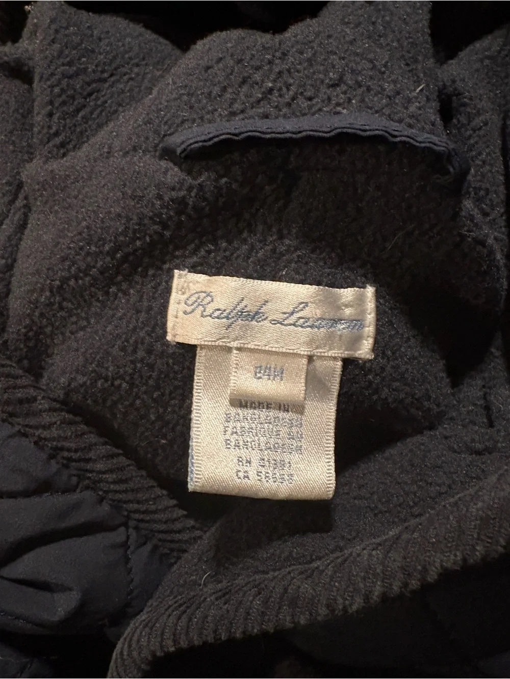 Ralph Lauren Kids Navy‎ Blue Quilted Hooded Bunting Snowsuit Fleece Lined 24M